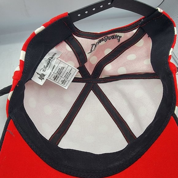 Disney Parks Minnie Mouse Youth Hat Black Red White Polka Dot Disneyland - Picture 7 of 10